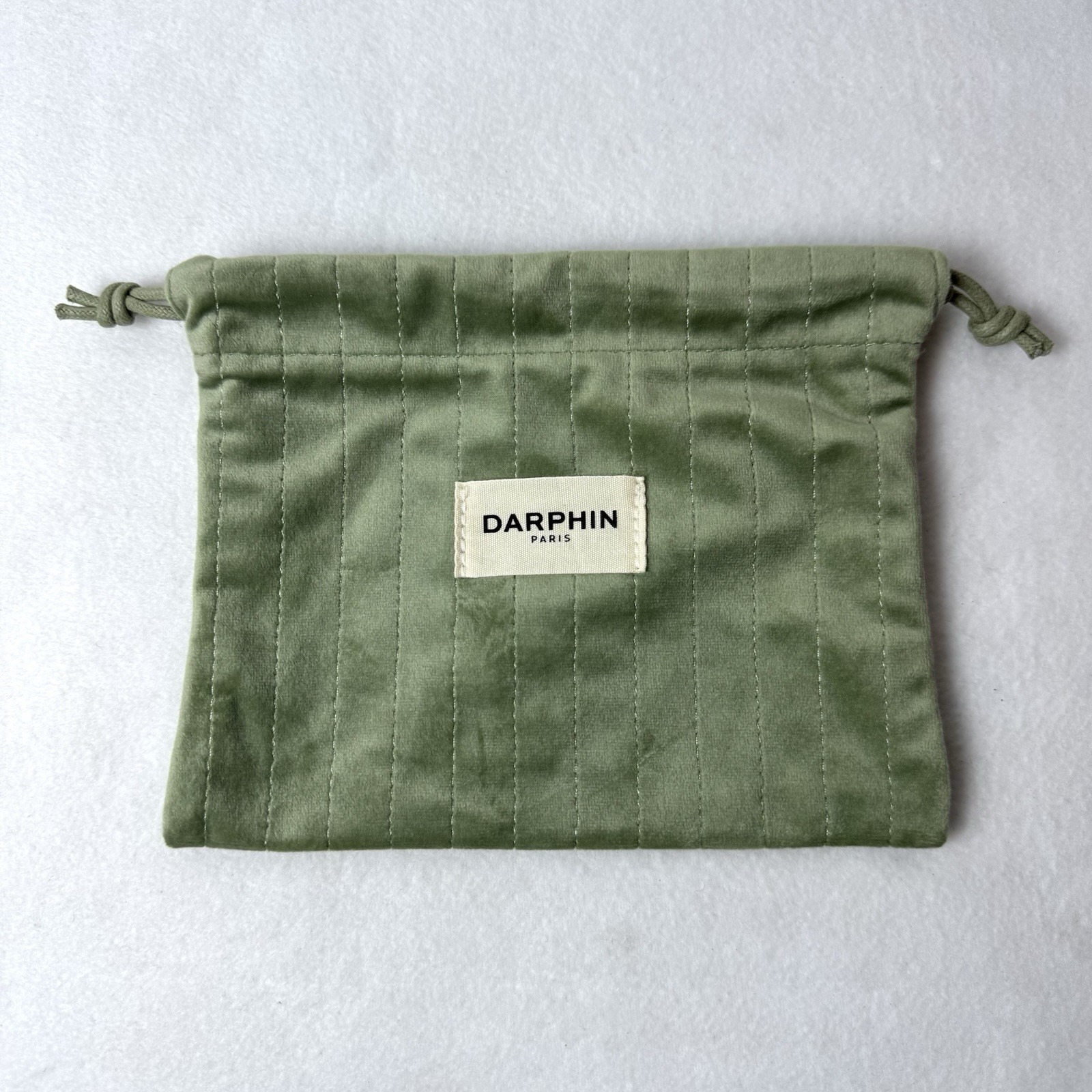 Darphin Paris Green Velvet Bag Cinch Drawstring Cosmetic Makeup Travel Pouch